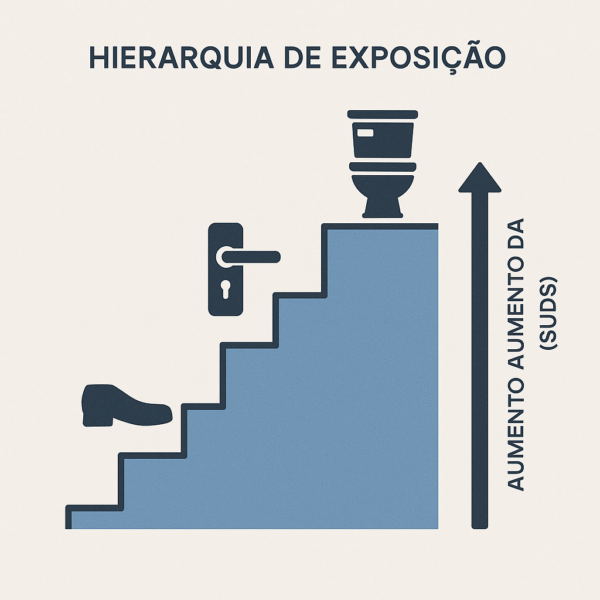 Gráfico de uma escada representando a hierarquia de exposição na terapia EPR para o tratamento do TOC.